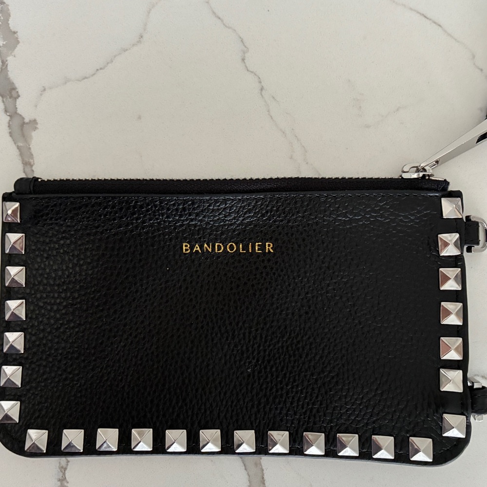 NWOT Bandolier Black Studded Leather Pouch